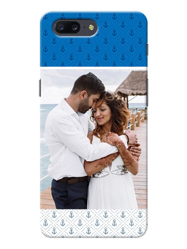 Custom OnePlus 5 Blue Anchors Mobile Case Design