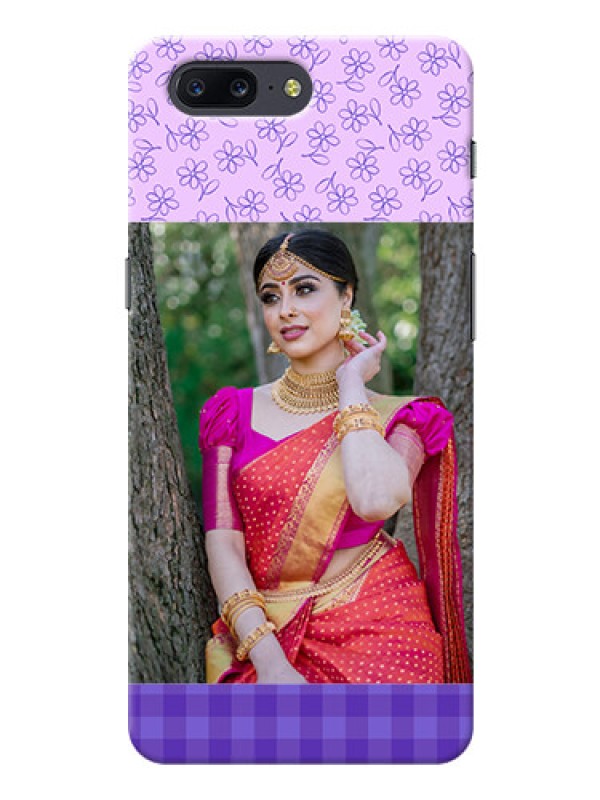 Custom OnePlus 5 Floral Design Purple Pattern Mobile Cover Design
