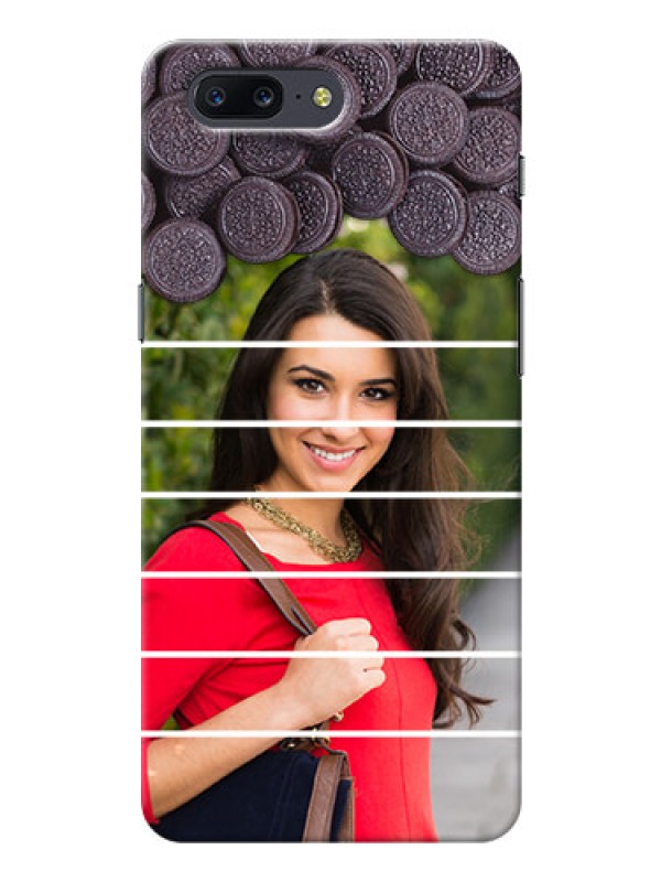 Custom OnePlus 5 oreo biscuit pattern with white stripes Design