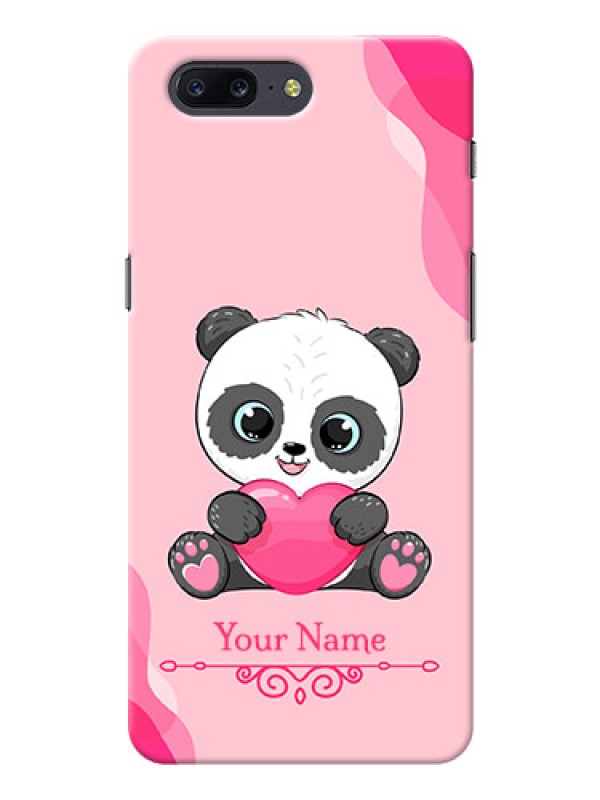 Custom OnePlus 5 Mobile Back Covers: Cute Panda Design