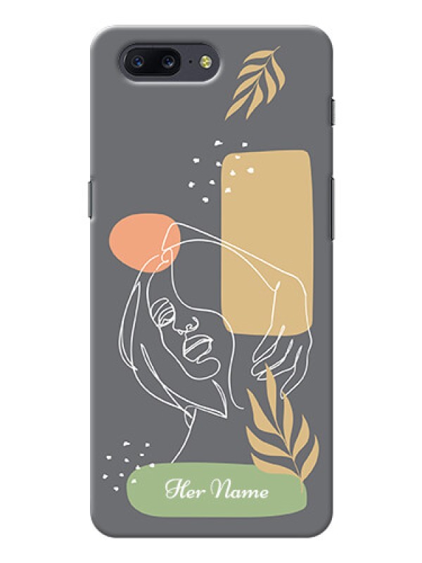 Custom OnePlus 5 Phone Back Covers: Gazing Woman line art Design