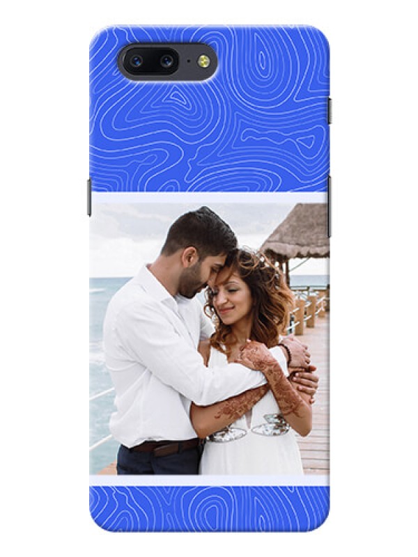 Custom OnePlus 5 Mobile Back Covers: Curved line art with blue and white Design