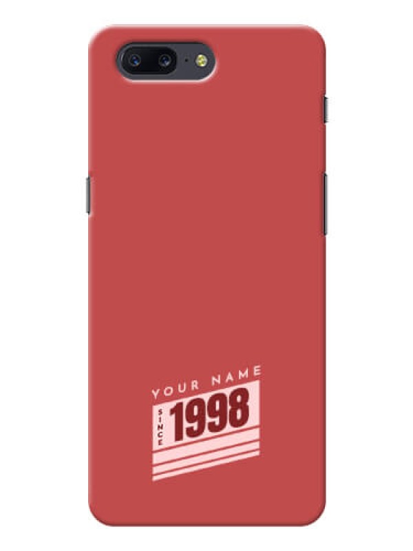 Custom OnePlus 5 Phone Back Covers: Red custom year of birth Design