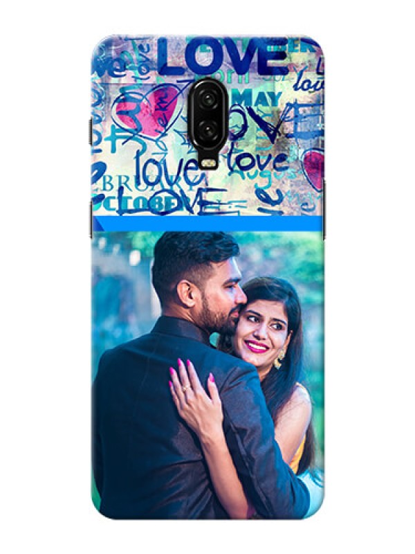 Custom Oneplus 6T Mobile Covers Online: Colorful Love Design