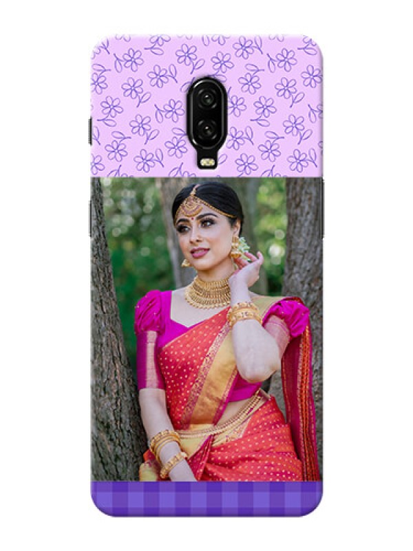 Custom Oneplus 6T Mobile Cases: Purple Floral Design