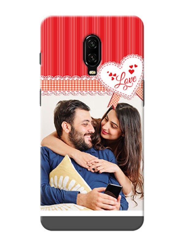 Custom Oneplus 6T phone cases online: Red Love Pattern Design