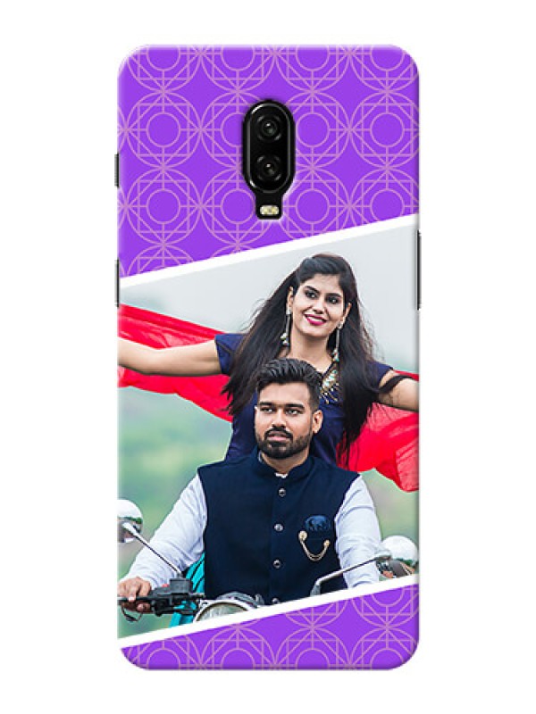 Custom Oneplus 6T mobile back covers online: violet Pattern Design