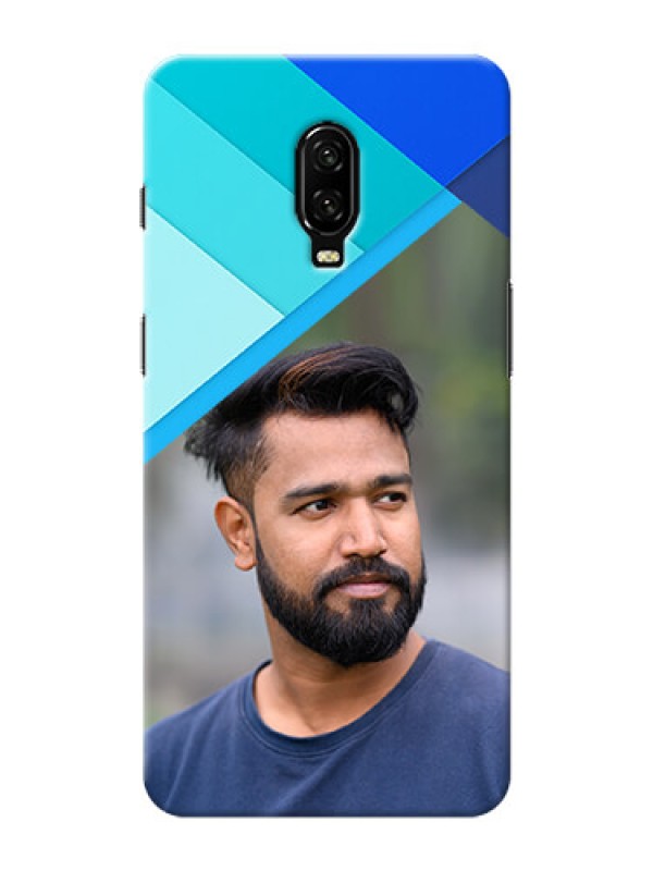 Custom Oneplus 6T Phone Cases Online: Blue Abstract Cover Design