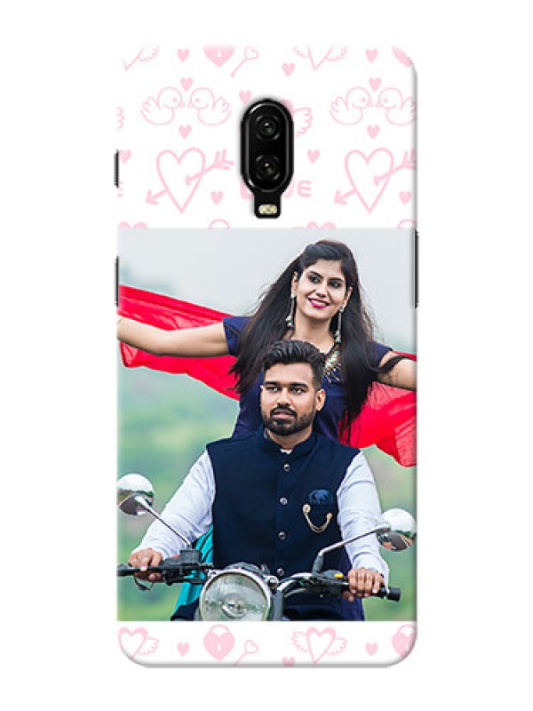 Custom Oneplus 6T personalized phone covers: Pink Flying Heart Design
