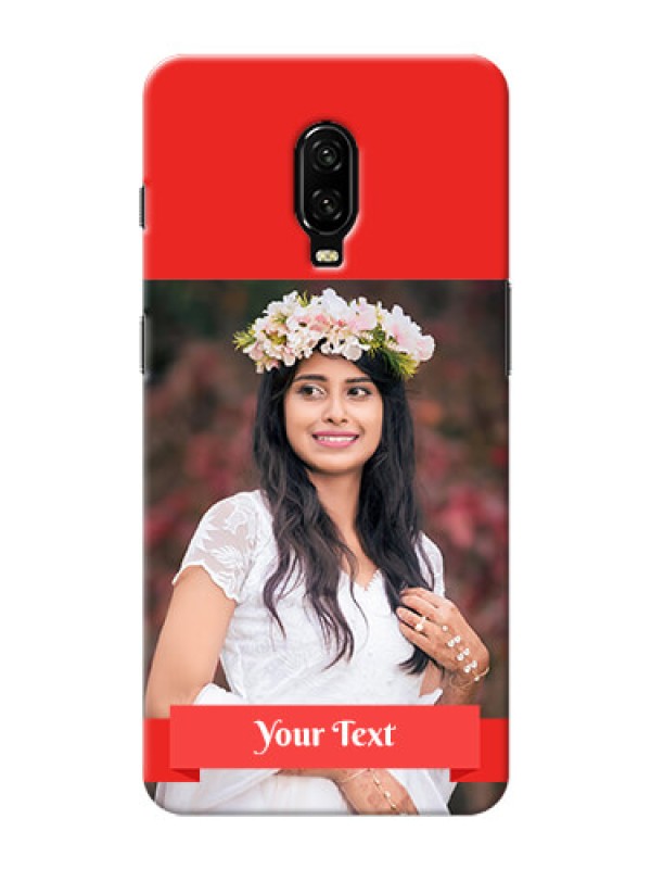 Custom Oneplus 6T Personalised mobile covers: Simple Red Color Design