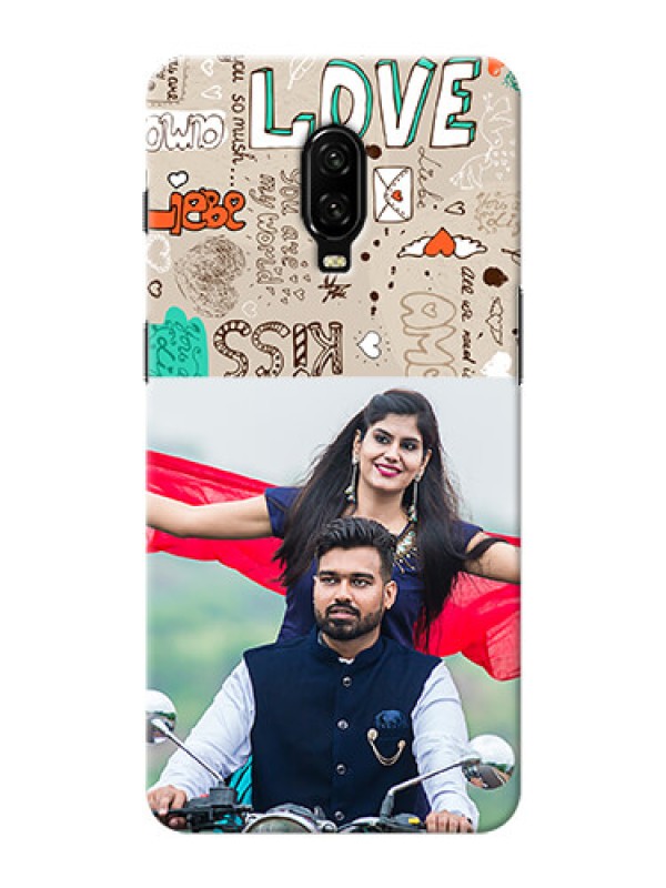 Custom Oneplus 6T Personalised mobile covers: Love Doodle Pattern 