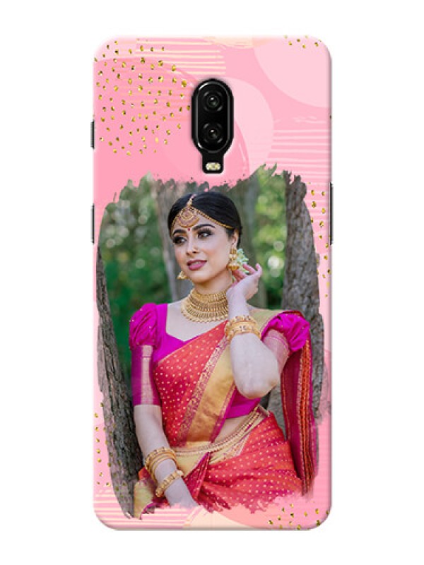Custom Oneplus 6T Phone Covers for Girls: Gold Glitter Splash Design