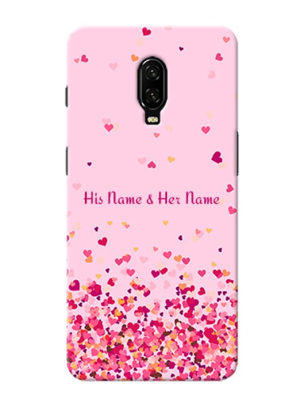 Custom OnePlus 6T Phone Back Covers: Floating Hearts Design