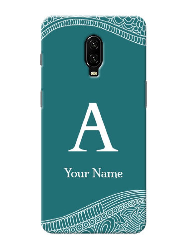 Custom OnePlus 6T Mobile Back Covers: line art pattern with custom name Design