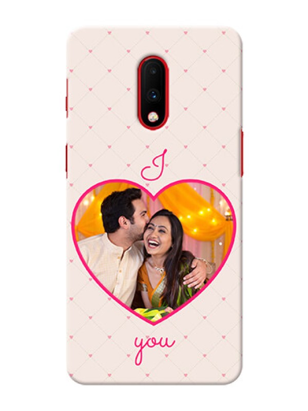 Custom Oneplus 7 Personalized Mobile Covers: Heart Shape Design