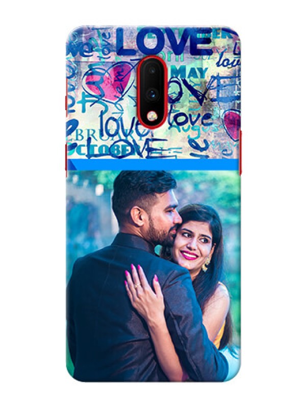 Custom Oneplus 7 Mobile Covers Online: Colorful Love Design