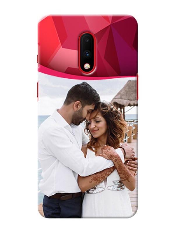 Custom Oneplus 7 custom mobile back covers: Red Abstract Design