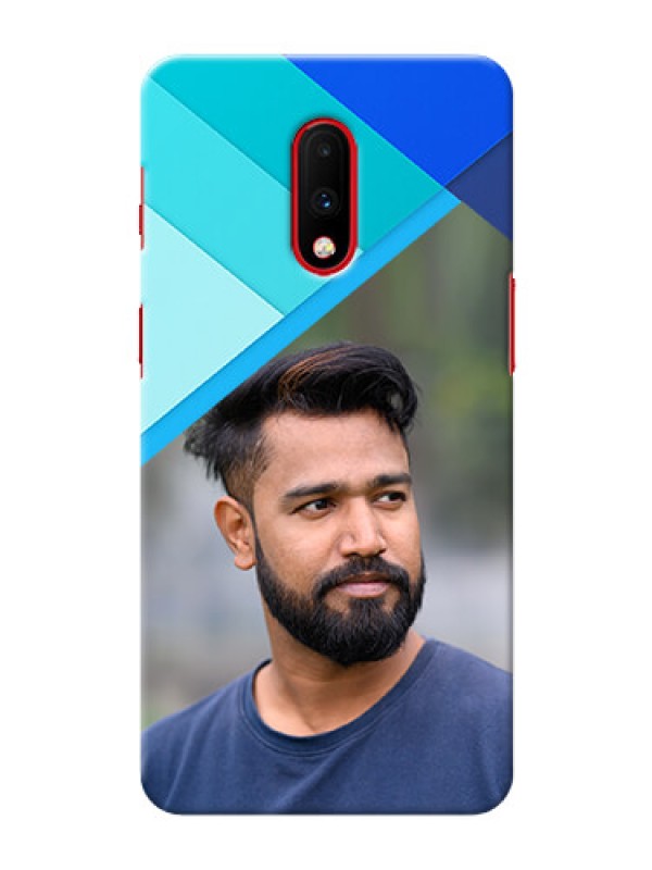 Custom Oneplus 7 Phone Cases Online: Blue Abstract Cover Design
