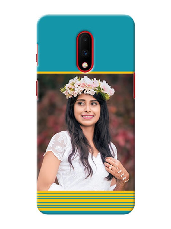 Custom Oneplus 7 personalized phone covers: Yellow & Blue Design 