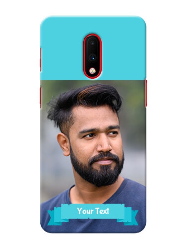 Custom Oneplus 7 Personalized Mobile Covers: Simple Blue Color Design