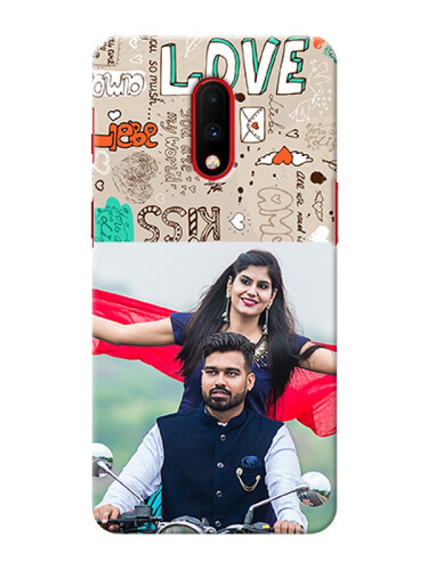 Custom Oneplus 7 Personalised mobile covers: Love Doodle Pattern 