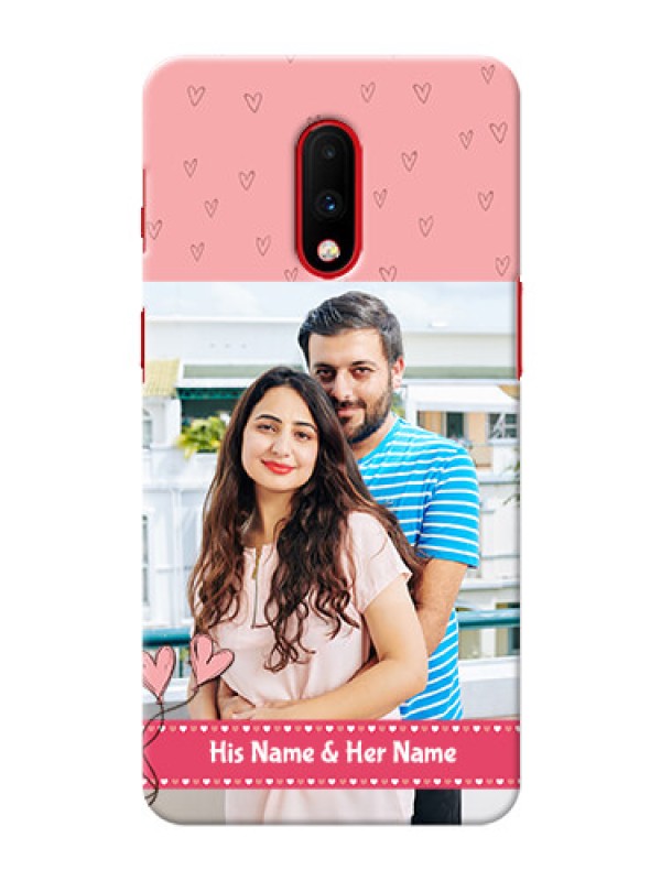 Custom Oneplus 7 phone back covers: Love Design Peach Color