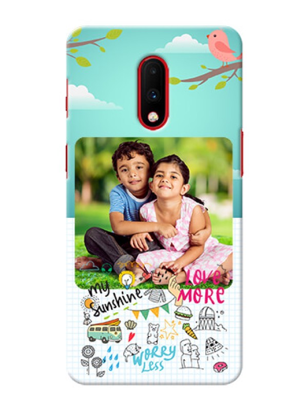 Custom Oneplus 7 phone cases online: Doodle love Design