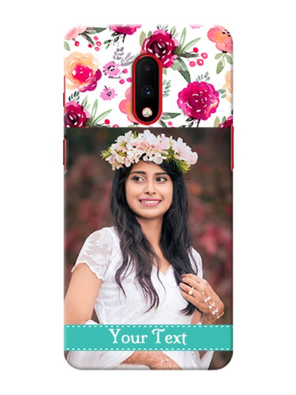 Custom Oneplus 7 Personalized Mobile Cases: Watercolor Floral Design