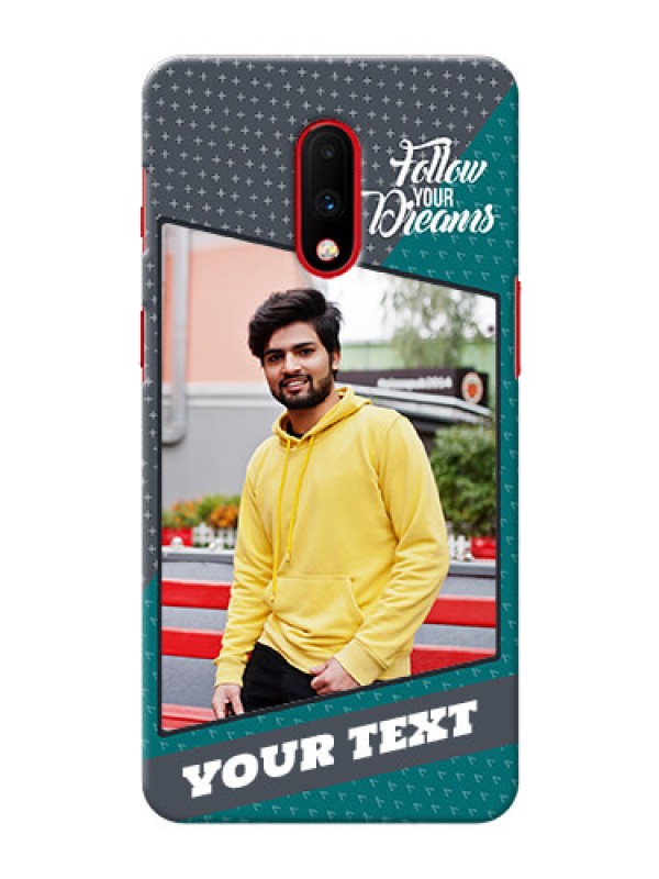 Custom Oneplus 7 Back Covers: Background Pattern Design with Quote