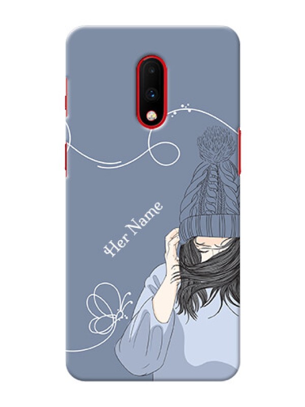 Custom OnePlus 7 Custom Mobile Case with Girl in winter outfit Design