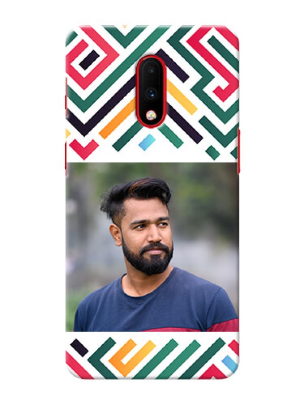 Custom OnePlus 7 Custom Mobile Case with Colorful Maze Pattern Design