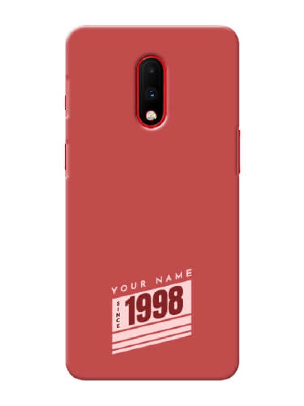 Custom OnePlus 7 Phone Back Covers: Red custom year of birth Design
