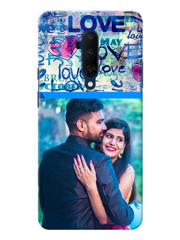 Custom Oneplus 7T Pro Mobile Covers Online: Colorful Love Design