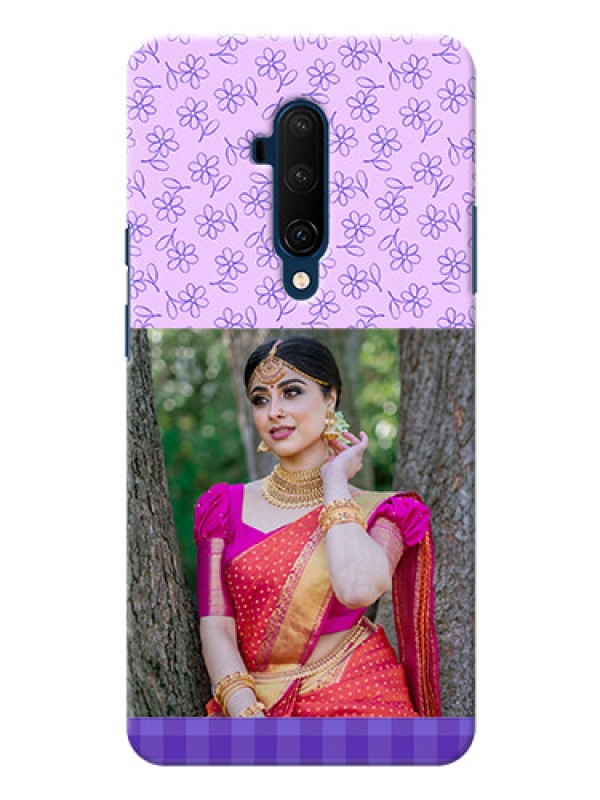 Custom Oneplus 7T Pro Mobile Cases: Purple Floral Design