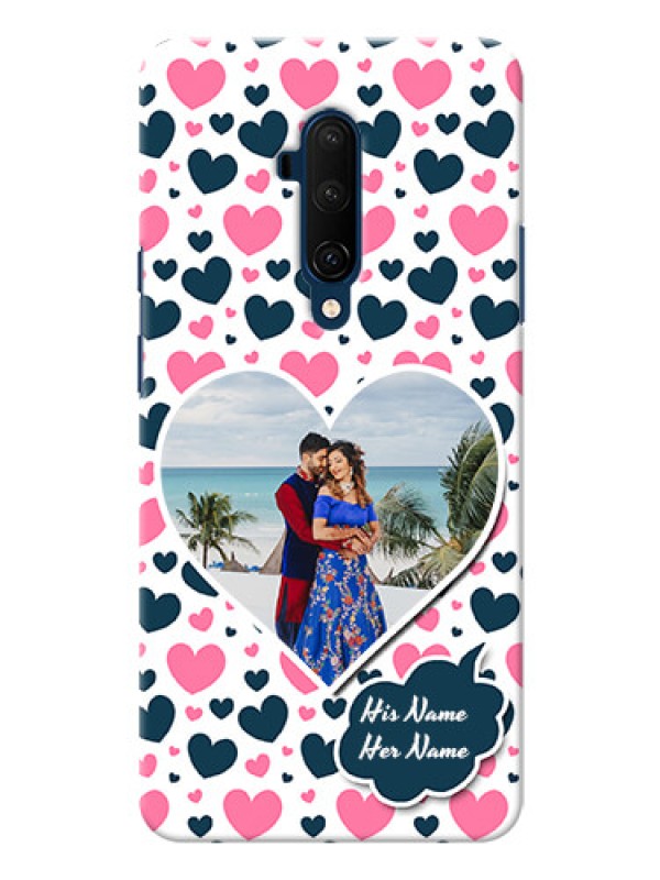 Custom Oneplus 7T Pro Mobile Covers Online: Pink & Blue Heart Design