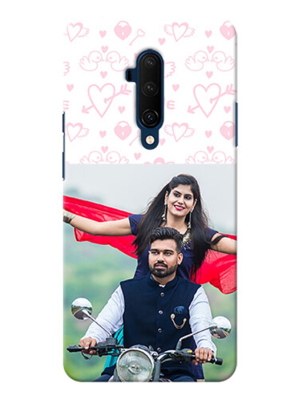 Custom Oneplus 7T Pro personalized phone covers: Pink Flying Heart Design