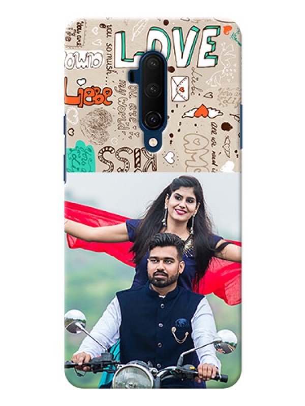 Custom Oneplus 7T Pro Personalised mobile covers: Love Doodle Pattern 