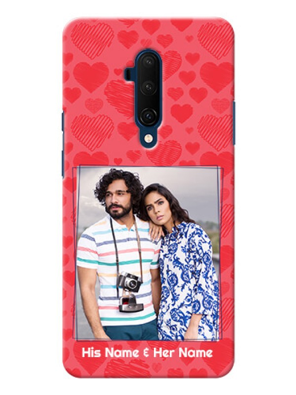Custom Oneplus 7T Pro Mobile Back Covers: with Red Heart Symbols Design