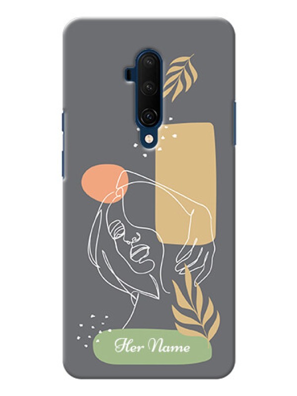 Custom OnePlus 7T Pro Phone Back Covers: Gazing Woman line art Design
