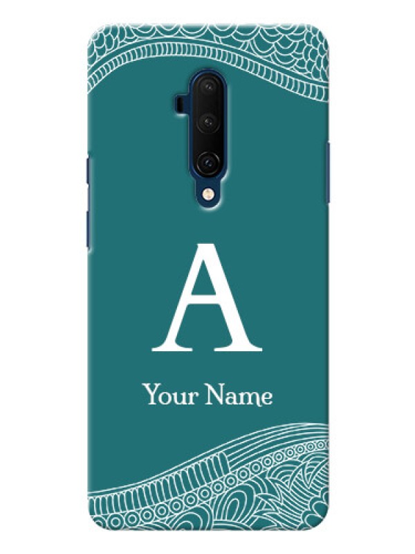 Custom OnePlus 7T Pro Mobile Back Covers: line art pattern with custom name Design