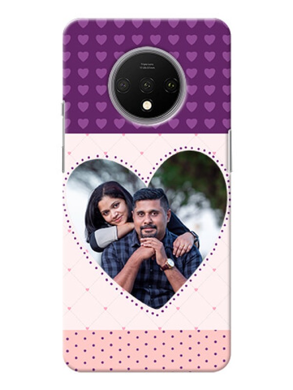 Custom Oneplus 7T Mobile Back Covers: Violet Love Dots Design