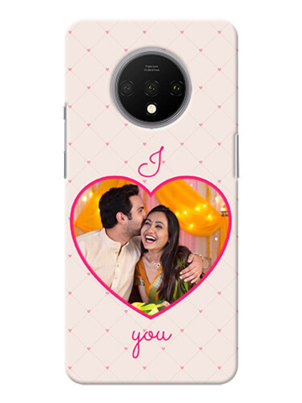 Custom Oneplus 7T Personalized Mobile Covers: Heart Shape Design