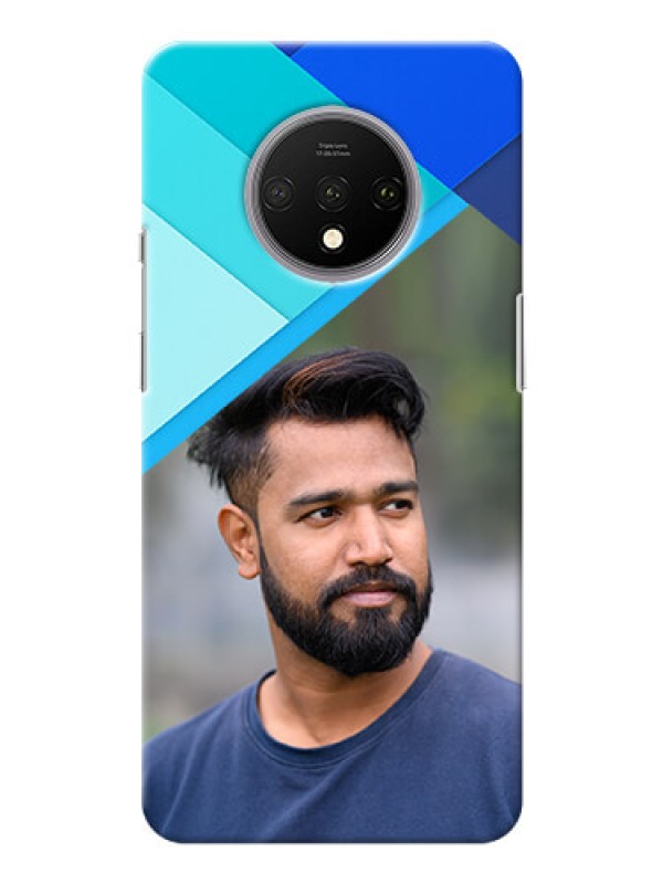 Custom Oneplus 7T Phone Cases Online: Blue Abstract Cover Design