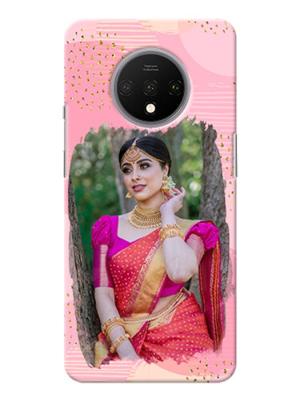 Custom Oneplus 7T Phone Covers for Girls: Gold Glitter Splash Design
