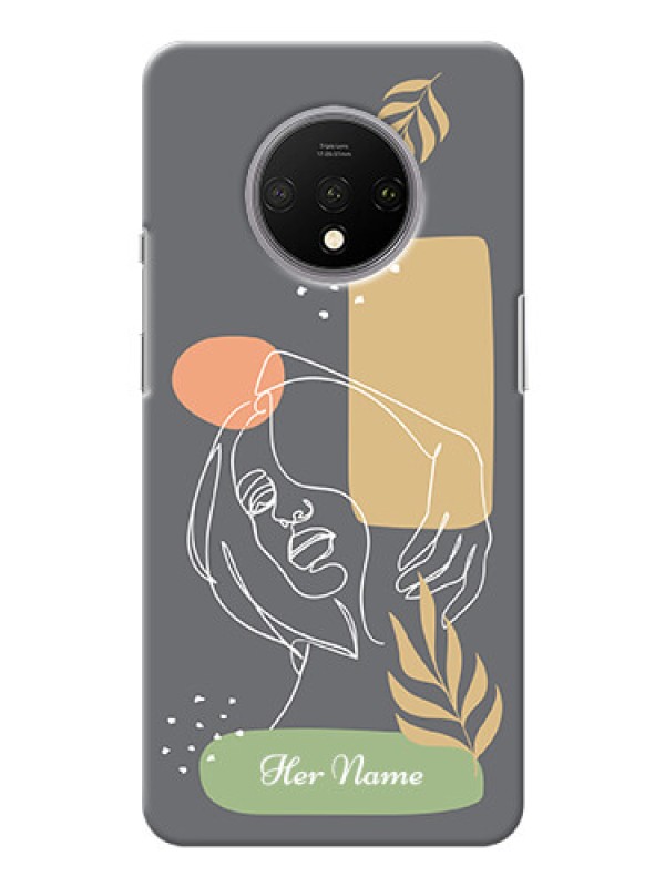 Custom OnePlus 7T Phone Back Covers: Gazing Woman line art Design