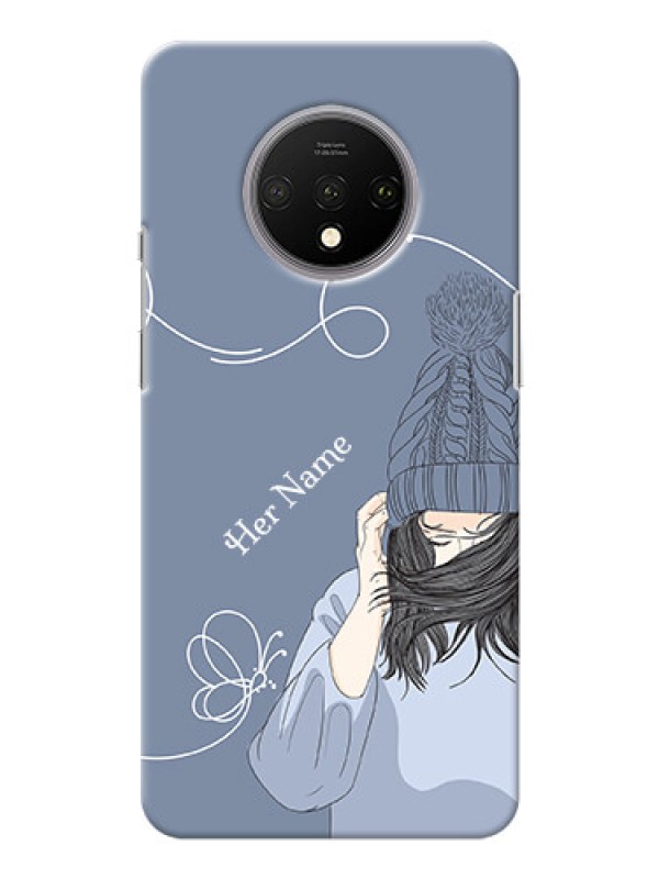 Custom OnePlus 7T Custom Mobile Case with Girl in winter outfit Design