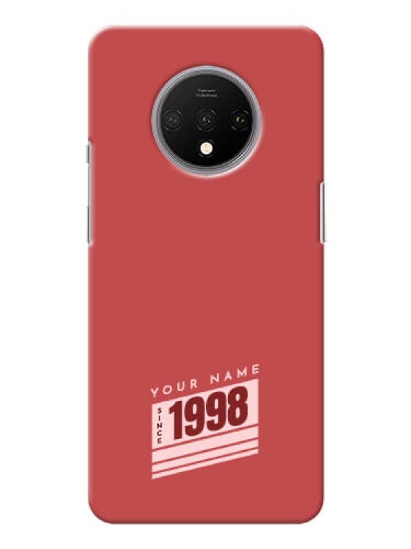 Custom OnePlus 7T Phone Back Covers: Red custom year of birth Design