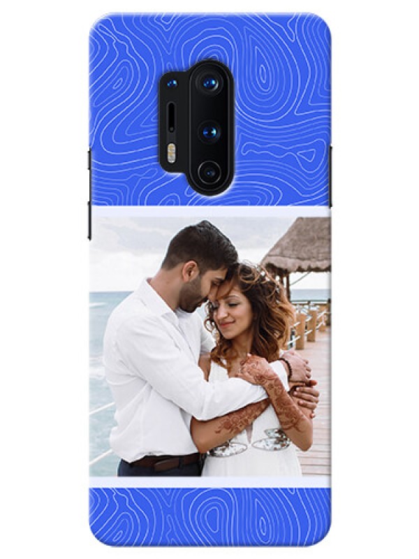 Custom OnePlus 8 Pro Mobile Back Covers: Curved line art with blue and white Design