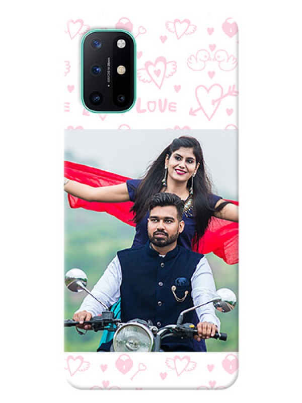 Custom OnePlus 8T personalized phone covers: Pink Flying Heart Design