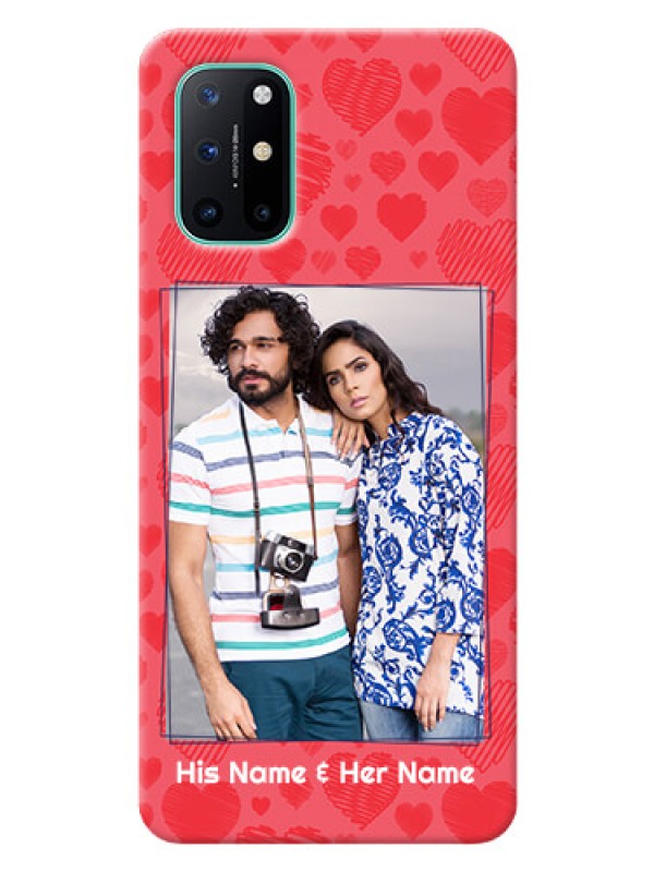 Custom OnePlus 8T Mobile Back Covers: with Red Heart Symbols Design